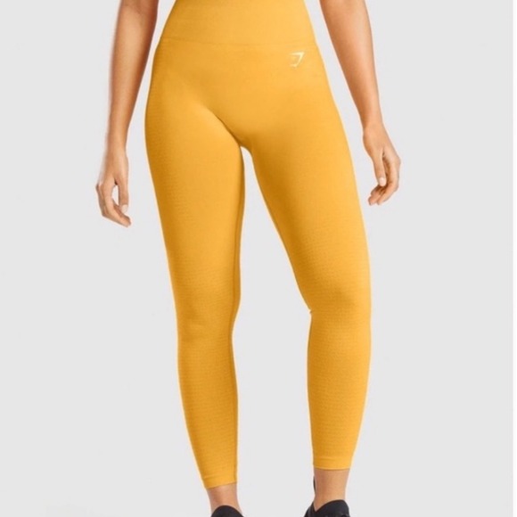 NWT Gymshark Vital 2.0 Seamless Legging in Yellow Marl/ Golden - Womens Size XS - Picture 1 of 13